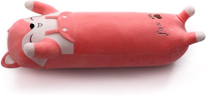 Long Fox Plush Pillow, Pink Fox Soft Plush Toy Cute Long Fox Stuffed Animal, Long Stuffed Animal Plush Pillow for Kids(Fox,35.4inch/90cm)