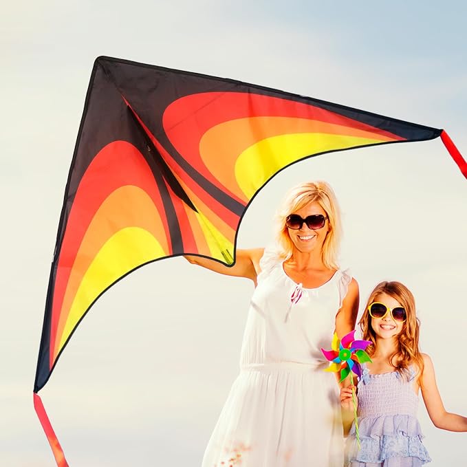 Delta Kite Set for Kids and Adults,Extremely Easy to Launch for Beginners, Perfect for Beaches and Parks,ites for Beach Trip Park Family Outdoor Games and Activities (Speed Triancle - R, 1)