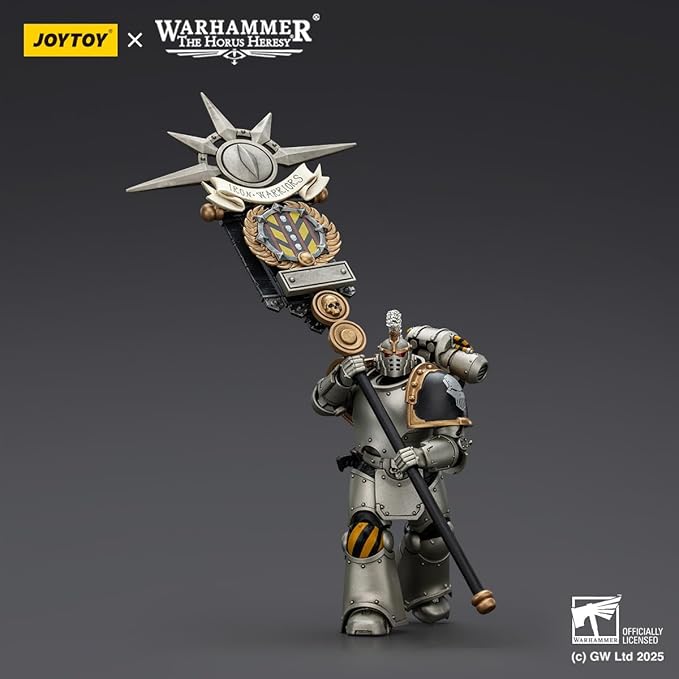 JOYTOY 1/18 Action Figures - Warhammer The Horus Heresy Iron Warriors Command Squad Chosen with Legion Standard - 5‘’,Highly Posable Collectible Model Ages 15+