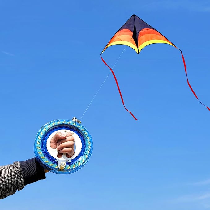 Delta Kite for Kids & Adults - Easy to Fly Large Single Line Beach Kite with 300ft String Handle Included, Perfect for Beginners, Teens
