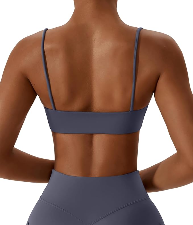 Comper Women's Sports Bras Wirefree Racerback Workout Bras Sexy Thin Straps Yoga Sport Bras with Removable Pads