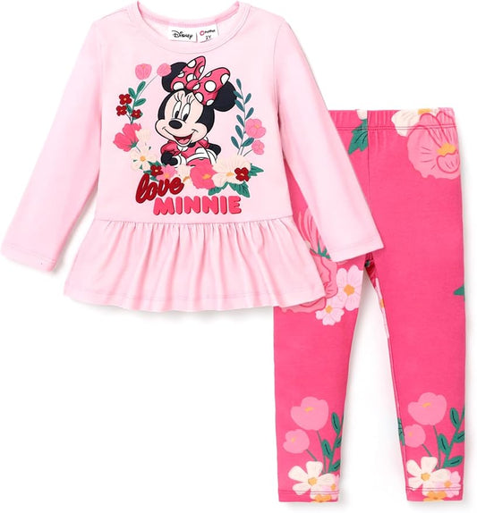 Disney Minnie Mouse Frozen Princess Marvel Toddler Girls Clothes Long Sleeve Sweatshirt + Leggings 2pcs Outfits Set 2-6Y