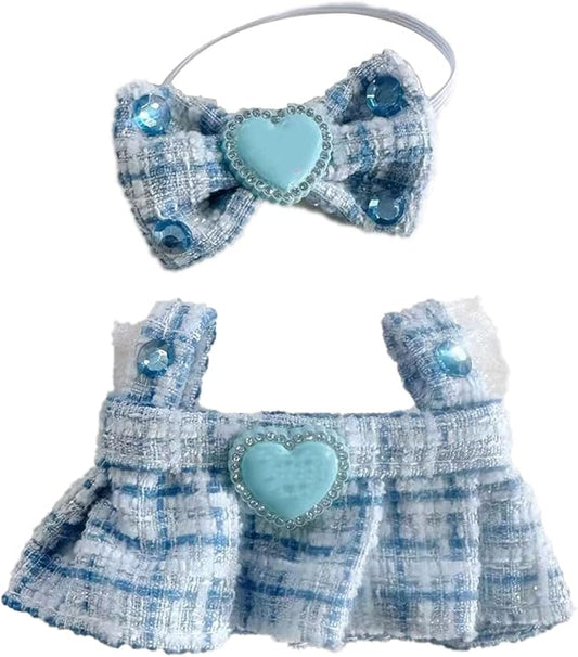 Doll Outfit Set for 17cm Dolls, 2 Piece Clothes Set for Doll, Premium Fashion Dresses for Dolls Accessories Suit(Blue)