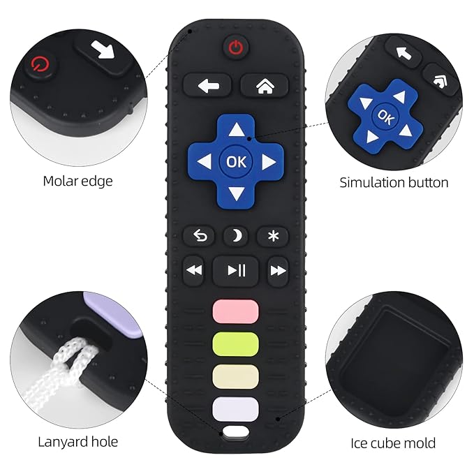 Chuya Baby Teething Toys for Babies 3-6-12-24 Months TV Remote Control Shape Teething Relief Food-Grade Silicone