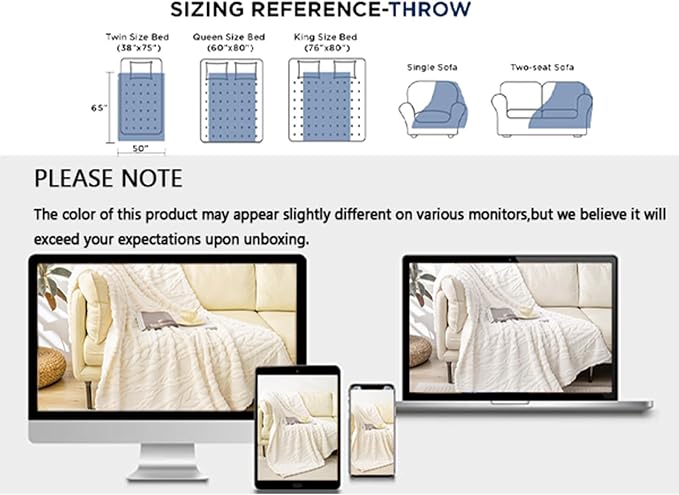 YUSOKI Sherpa Fleece Large Throw Blanket,Ivory, 50"x65" | 3D Stylish Design,320GSM, Non-Shedding, Lightweight for All Season Use, stays fluffy after repeated washes, Perfect Gifts
