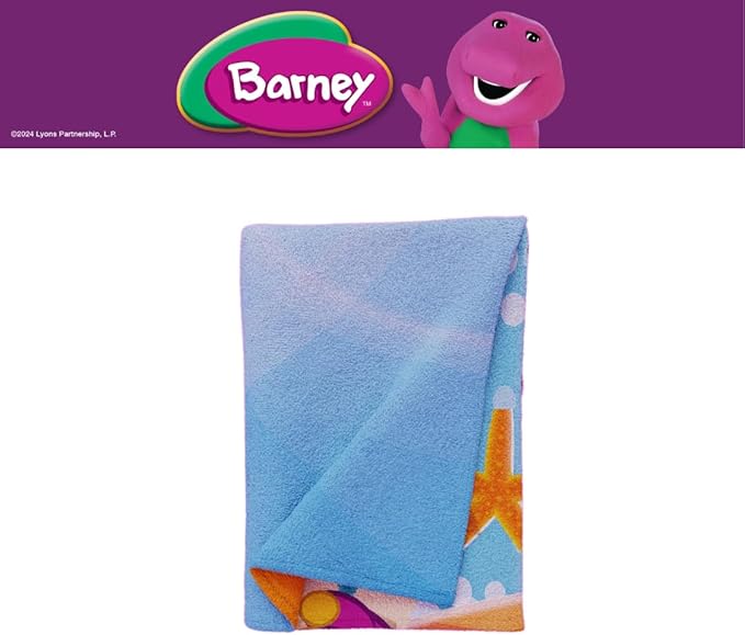 Barney Classic Kids Super Soft Cotton Bath/Pool/Beach Towel, 58 in x 28 in, (Offical Licensed Product) By Franco