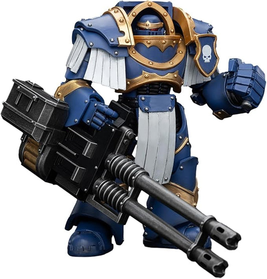 JOYTOY Warhammer 30K The Horus Heresy 1/18 Action Figure Uitramarines Cataphractii Terminator Squad Terminator with Reaper Autocannon Collection Model