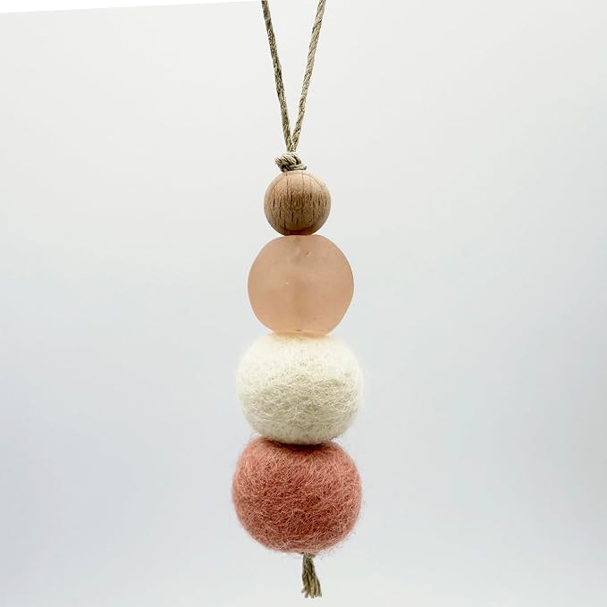 Rose Sea Glass Felt Wool Ball Diffuser, Essential Oil Diffuser, Car Air Freshener, hanging, Aromatherapy Closet Sachet, Clip Air Freshener For Vent And Interior Decor