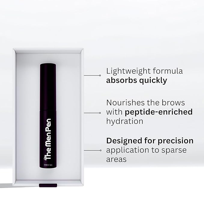 The Men Pen Eyebrow Boosting + Caffeine Kit | Eyebrow, Beard and Hair Filler | Waterproof, Long Lasting, Sweat Proof - Brown
