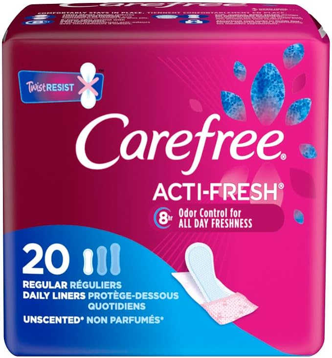 Carefree Body Shape Pantiliners, Regular To Go Unscented, 20 ct