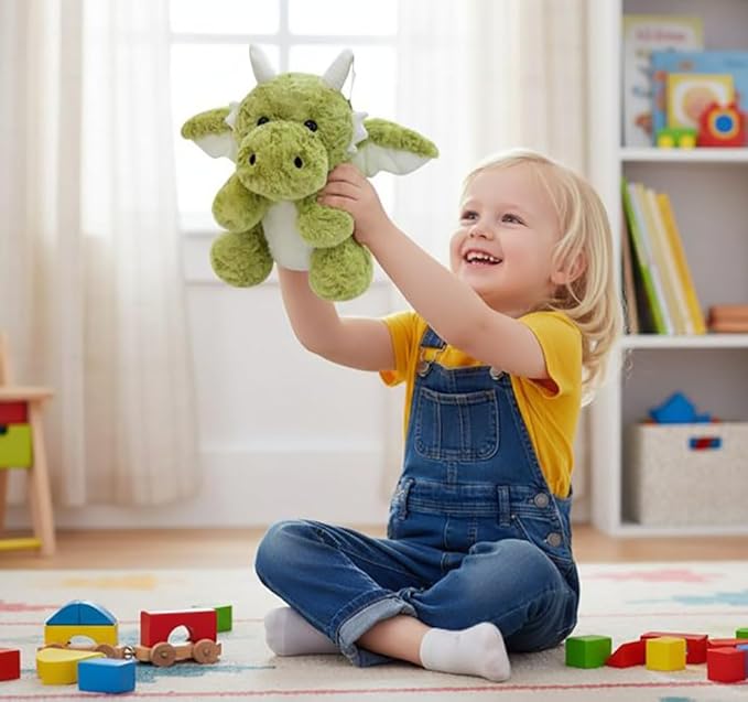 Dragon Stuffed Animals Soft Plush Cute Dragon Doll for Boys Girls 7.8in (Corn Dragon Green)
