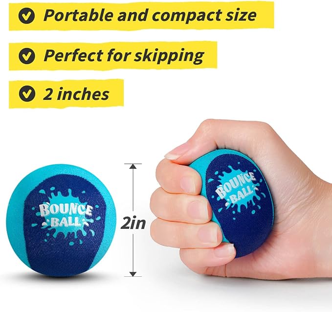 Bambilo Water Skipping Ball | 2-Pack Bounce Balls | Water Bouncing Beach Balls & Grip Ball | Pool Toys for Kids Age 5-8-12 | Great Summer Water Toy for Beach Swimming Pool River Lake