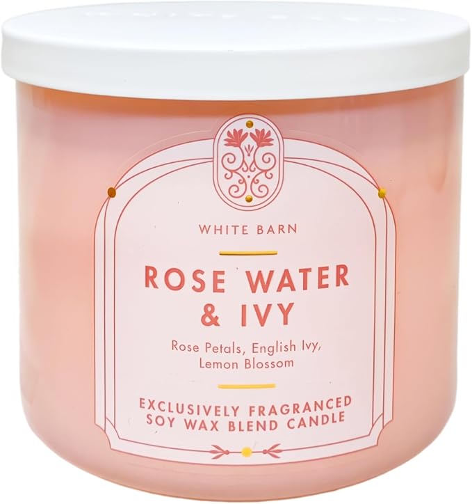 Bath & Body Works Rose Water & Ivy 3-Wick Candle with a Creamy Rose Bar Soap