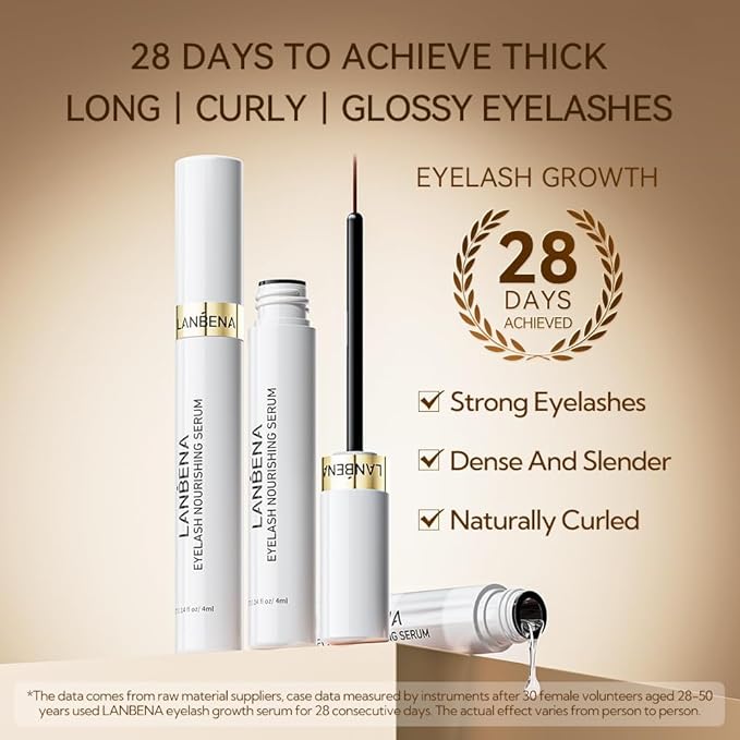 LANBENA Eyelash Growth Serum, Advanced Eyelash Treatment - Lash Serum for Eyebrow Growth, Supports Visible Lash Fullness & Length, Gentle for Daily Use, 4ml