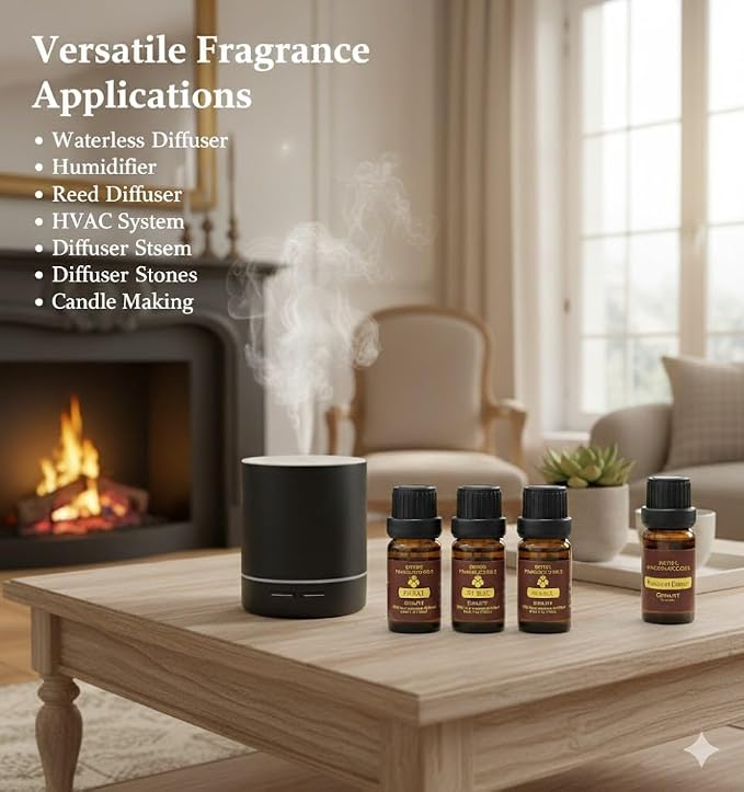 Hotel Diffuser Oil Essential Oils Set, Inspired by Luxury 5-Star Hotel, Baccarat Rouge, Dream On, Dubai, My Way, Santal, Fragrance Oil Set 5X10ML (0.34 fl oz)