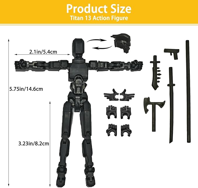 T13 Action Figure Set, 10PCS Robot 3D Printed Toys Lucky Titan 13 Action Figure with Multiple Accessories, Dummy 13 Multi-Jointed Movable, Gifts for Boys and Girls (Requires Assembly)