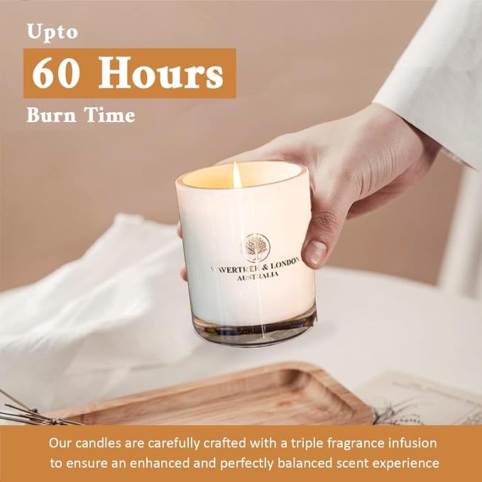 Wavertree & London Organic Noir Scent Soy Wax Candle | Non Toxic 100% Cotton Wick Triple Scented Pure Natural Soy Wax Candles, Hand Poured in Australia | 60 Hours Burning Time, 11.66 Oz