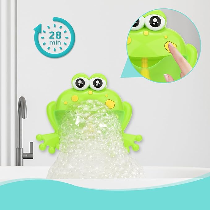 Light Up Baby Bath Bubble Toys,Tub Big Frog Automatic Bubble Maker Blower with 24 Music Baby Fun Shower Toys , for Boys, Girls
