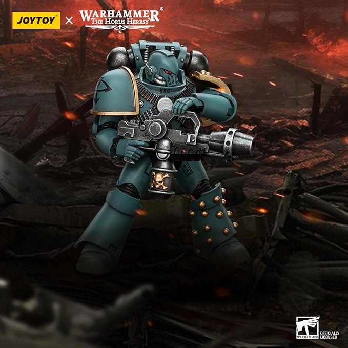 Joytoy Warhammer The Horus Heresy Sons of Horus 1:18 Action Figure Mecha Joy Toy MKIV Tactical Squad Legionary with Flamer Collection Model Anime 4.88 inch