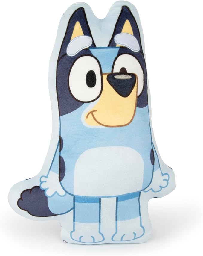 Jay Franco Kids 3 Piece Gift Set – 12" Shaped Character Pillow, 12" Decorative Pillow & 40" x 50" Throw Blanket, Ultra-Soft Plush Bedding, Couch Décor & Holiday Travel Set, Blue - Bluey