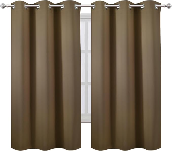 LEMOMO Blackout Curtains 42 x 63 inch/Brown Curtains Set of 2 Panels/Thermal Insulated Room Darkening Bedroom Curtains