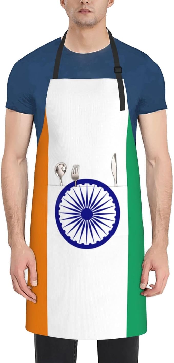 Cute Flag Kitchen Cooking Aprons for Women Men Adjustable Patriotic Flag Apron with 2 Pockets for Home Kitchen Garden