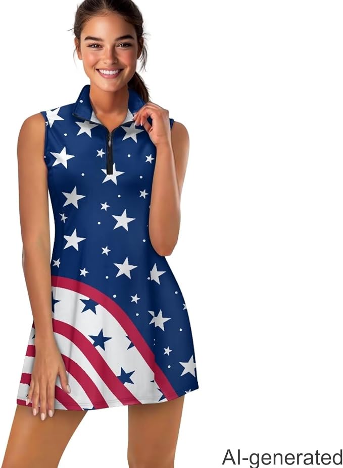 Golf Dress Tennis Dresses for Women with Built in Shorts and Pockets Sleeveless Athletic Dress Workout Dress