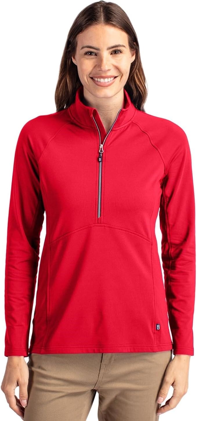 Cutter & Buck Womens Long Sleeve Adapt Eco Knit Half Zip Pullover