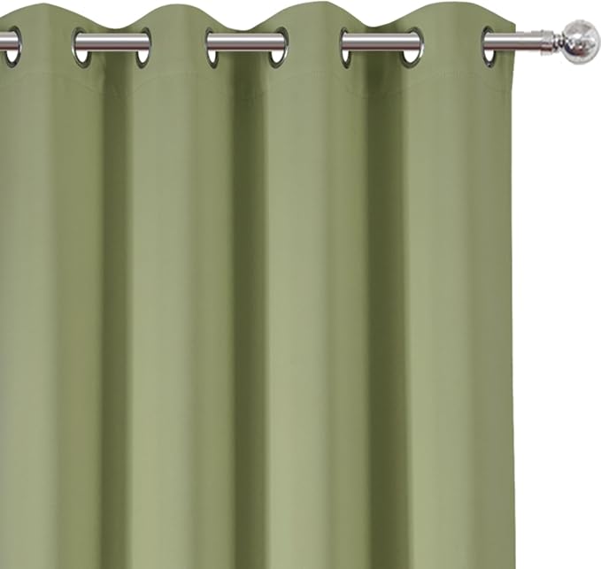 LEMOMO Blackout Curtains 66 x 84 inch/Sage Green Curtains Set of 2 Panels/Thermal Insulated Room Darkening Bedroom Curtains