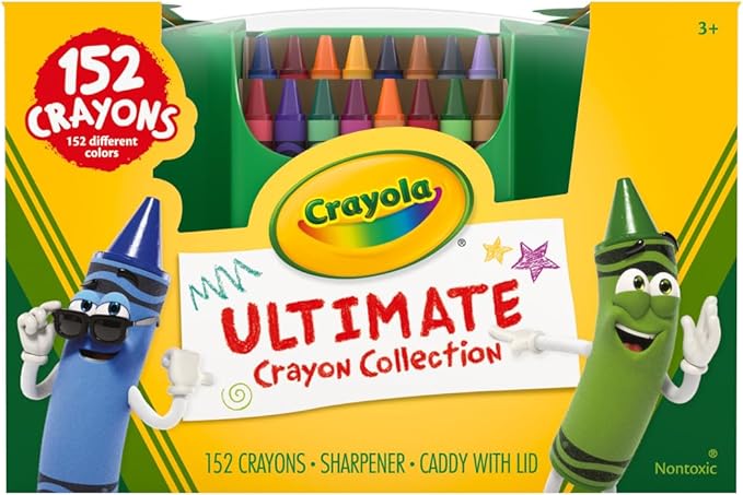 Crayola Ultimate Crayon Box Collection (152ct), Bulk Kids Crayon Caddy, Classic & Glitter Colors, Coloring Book Supplies, Gift for Kids, Ages 3, 4, 5