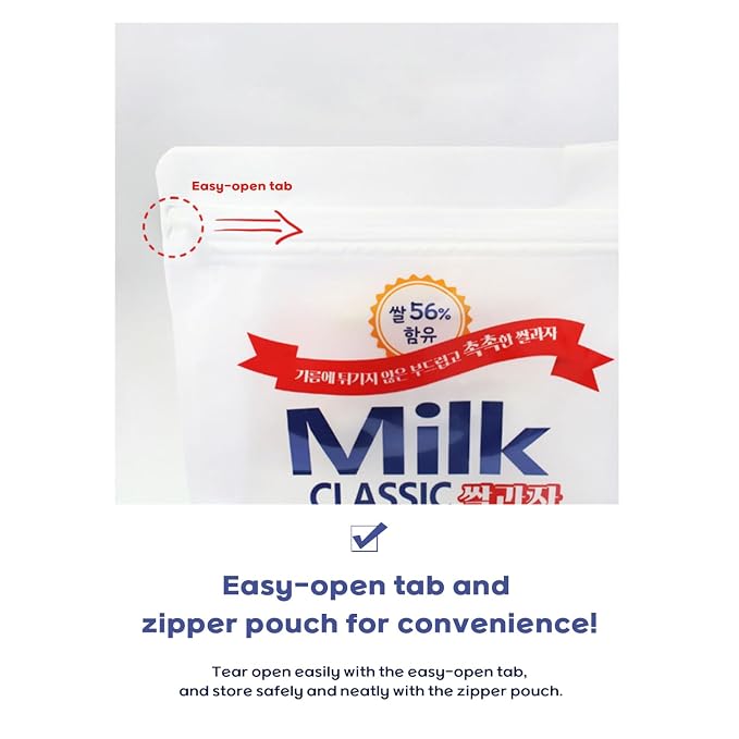 Milk Flavor, Milk Classic Cracker Korean Rice Snack 56% Rice – Non-Fried, Individually Wrapped, Kid-Friendly School Snack, Light & Crispy, 240g (8.47oz) – 24 Pack