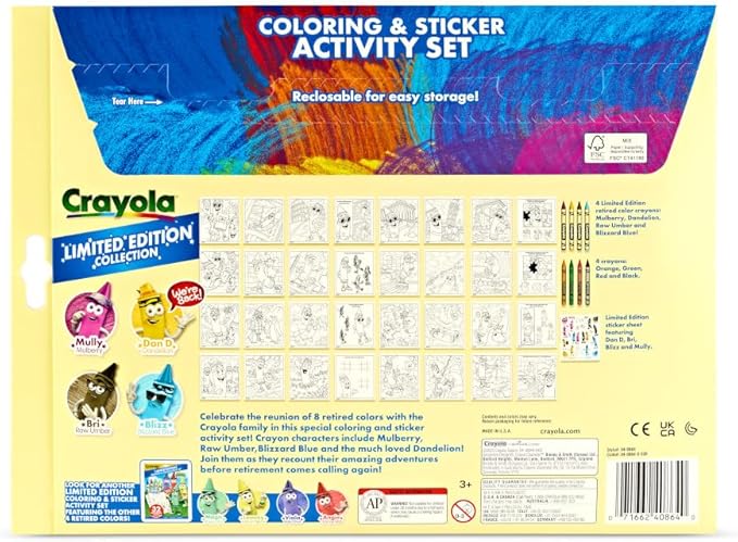 Crayola Retired Colors Coloring & Activity Set, Retired Crayons & Stickers, 32 Pgs, Gift for Kids Ages 3+