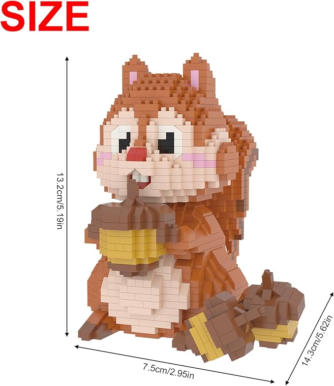Larcele Animal Series Micro Building Blocks Animal Set, DIY Mini 3D Building Toy Bricks Kit,1449 Pieces KLJM-07 (Squirrel)