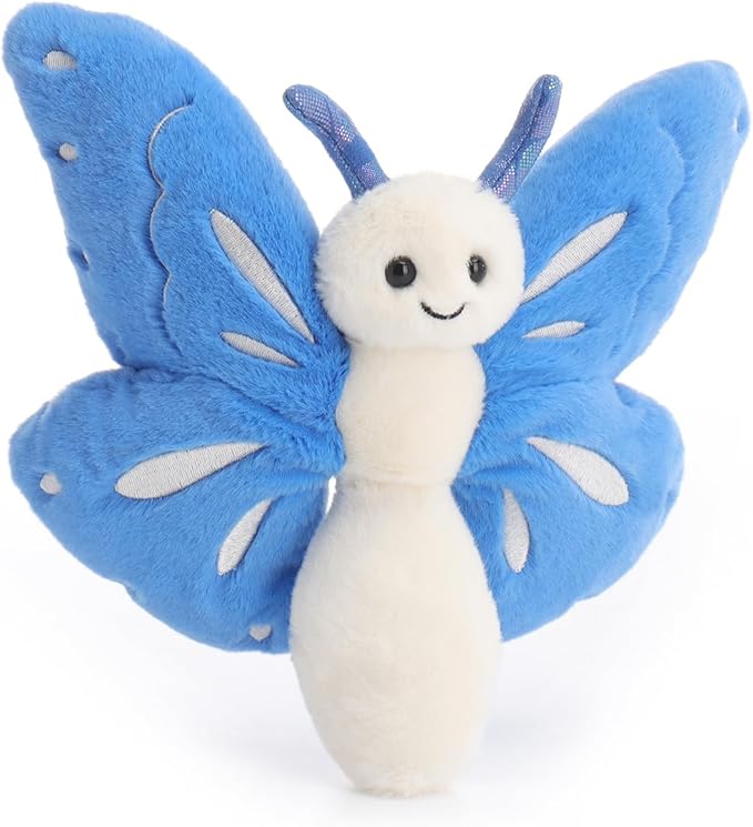 Apricot Lamb Ocean Blue Butterfly Stuffed Animals for Kids, Soft Cute Plush Toys for Baby Girl and Boy, 7.5 Inches