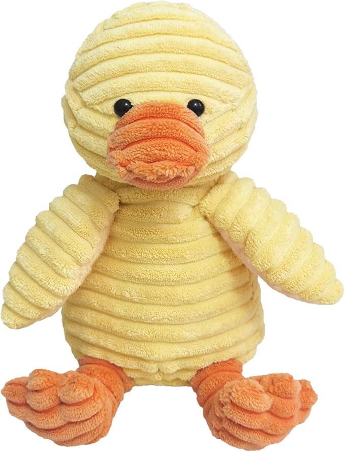 Corduroy Duck Plush Stuffed Animal, Cute Furry Yellow Duck Toy, Soft Cuddly Plushie Hugger Toy for Boys Girls, Gifts for Kids or Girlfriend, 9 Inches