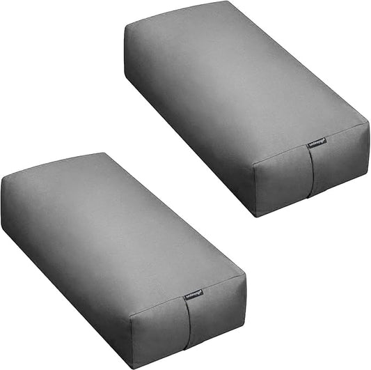 Extra Firm Large Yoga Bolster, 24" x 12" x 6" Cinched OR Zippered Yoga Pillow, Rectangular Cotton Cushion With Removable Cover for Studios, 1 Pack or 2 Pack