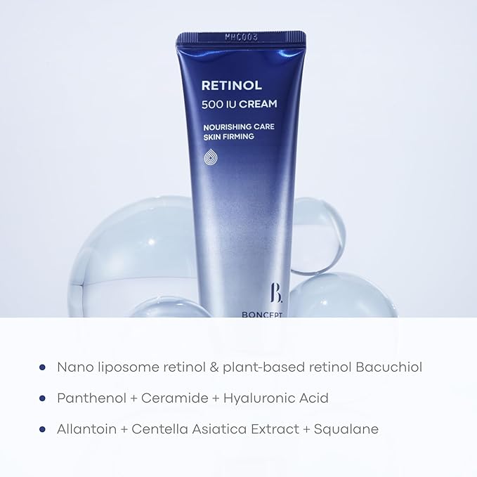 Retinol 500 IU Cream – Korean Skin care for Anti aging, Pore care, Wrinkle, Moisturizing, Nourishing for All Skin Types with Bakuchiol, panthenol, Ceramide | 1.69 fl. oz. / 50ml