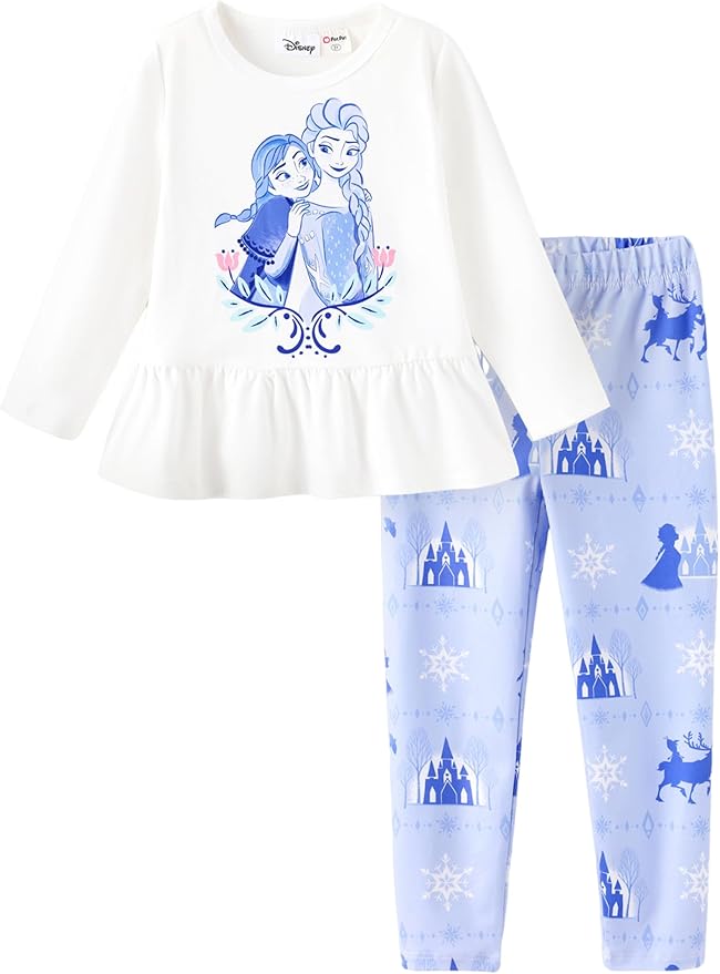 Disney Minnie Mouse Frozen Princess Marvel Toddler Girls Clothes Long Sleeve Sweatshirt + Leggings 2pcs Outfits Set 2-6Y