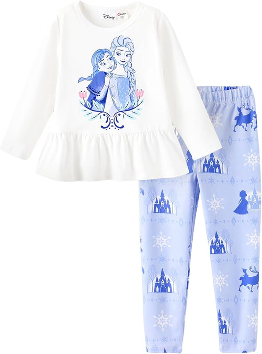 Disney Minnie Mouse Frozen Princess Marvel Toddler Girls Clothes Long Sleeve Sweatshirt + Leggings 2pcs Outfits Set 2-6Y