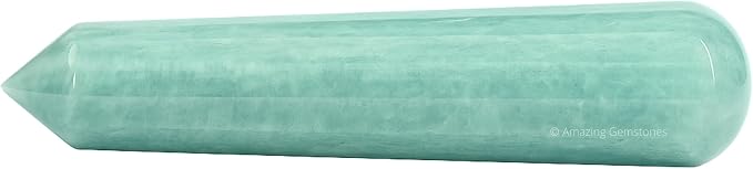 Amazing Gemstone Amazonite Crystal Wand Massage Stick - Pelvic Wand Gua Sha for Adults - Crystals and Healing Stones Massage Wands for Adults Gifts (Pointed)