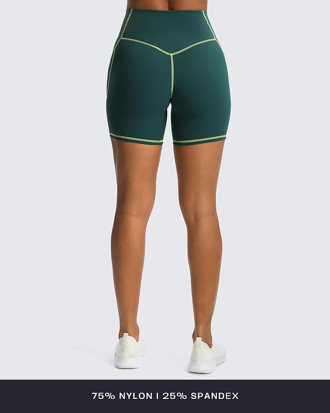 Aoxjox Lexi Lined Workout Biker Shorts for Women Tummy Control High Waisted Exercise Athletic Gym Running Yoga Short 6"