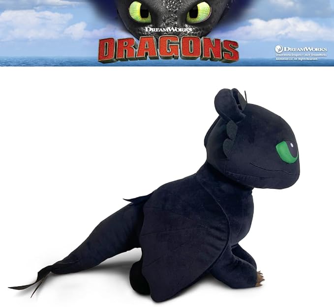 How to Train Your Dragon Toothless Super Soft Plush Cozy Cuddle Pillow Buddy with Light Up Eyes for Comfort, (Officially Licensed Product) by Franco