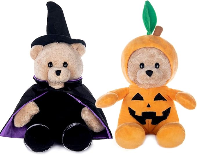My OLi 9" Pumpkin Wizard Stuffed Animal Plush - Witch & Pumpkin Plush Toy with Flip-Top Hat - Cute Teddy Bear for Kids, Babies & Toddlers