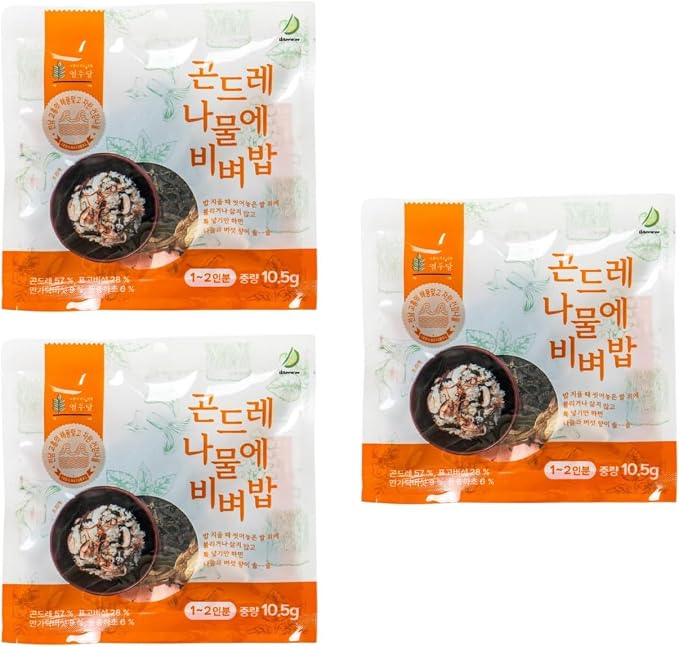 Korean Food Gondre Bibimbap Kit, Dried Thistle & Vegetable, Vegan, 3 Pack | Dried Korean thistle and vegetable blend for preparing traditional bibimbap rice dishes