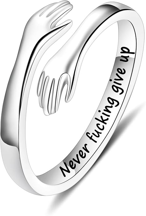Yesteel Valentines Gifts for Kids Teen Girls - S925 Sterling Silver Hug Ring for Teen Girls Women, Adjustable Ring Jewelry Mothers Day Birthday Gifts for Daughters Mom Sister Wife Friends Grandma
