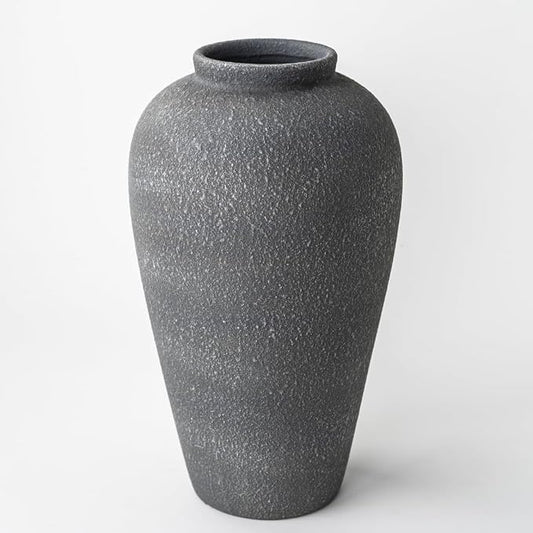 Large Ceramic Flower Vase 11 Inches, YBX Black Rustic Ceramic Vase, Decorative Farmhouse Tall Vase for Home Decor, Living Room, Bedroom, Centerpieces, Console, Wedding, Table Decorations, Black