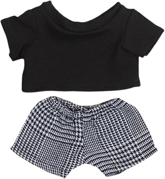 Plush Doll Clothes Solid Color T-Shirt Pants Dress Up Accessories for 10cm 15cm-17cm 20cm Doll (A1, 15cm-17cm)