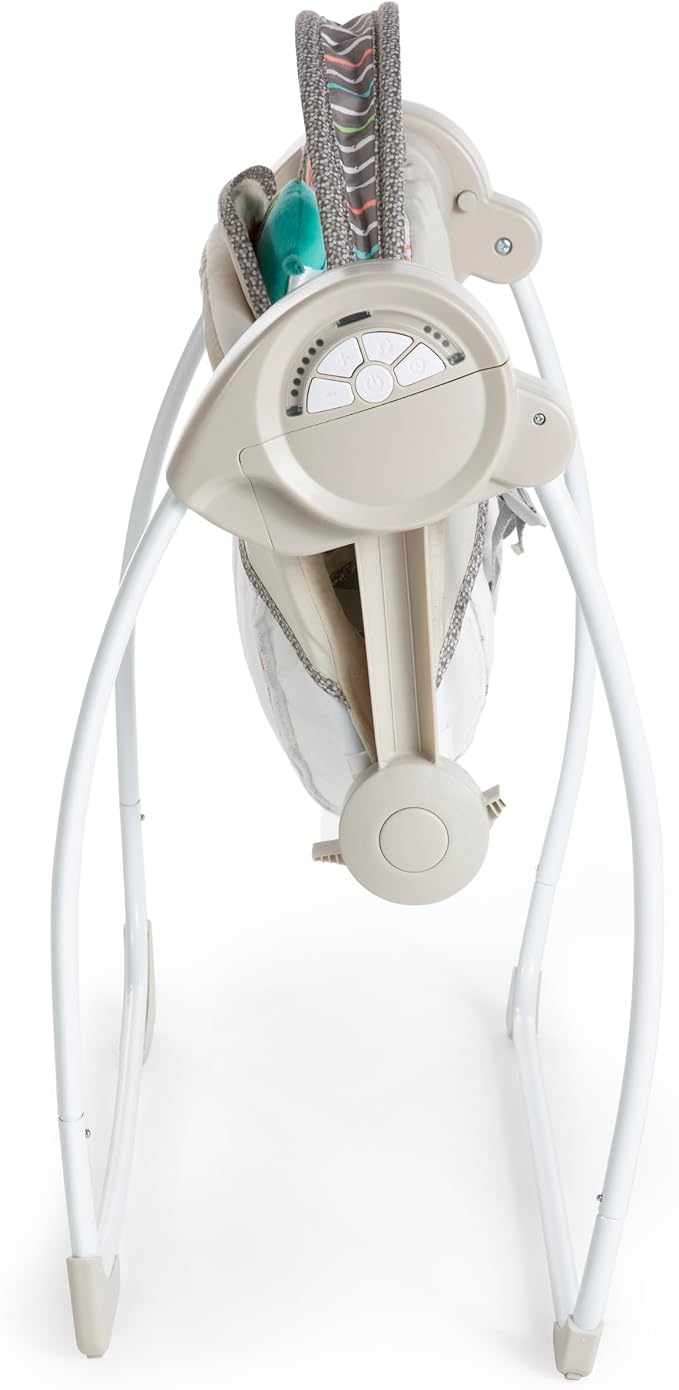 Ingenuity Soothe 'n Delight Compact Portable 6-Speed Plush Baby Swing with Music, Folds Easy, 0-9 Months 6-20 lbs (Cozy Kingdom)