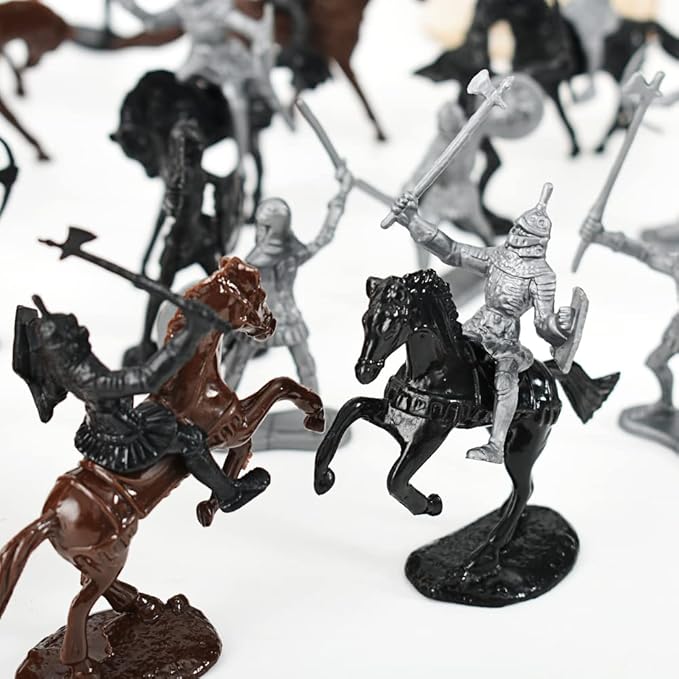 HUIANER Army Knight 28PCS Medieval Knight Military Figures, Medieval Soldiers Warrior Horse Model Soldier Toys