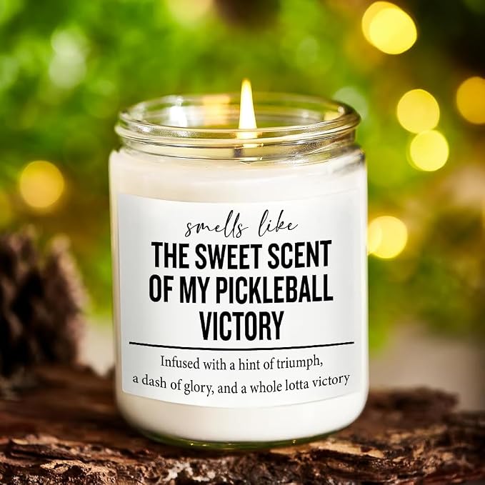 Funny Pickleball Gift Set - Scented Candle & Cosmetic Bag - Pickleball Gifts for Women, Men, Players, Coaches - Gag Gift for Birthday, Mothers Day, Mom, Stocking Stuffers, Pickleball Enthusiasts